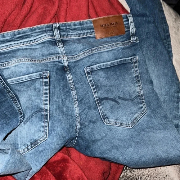 Jack Jones Slim fit blue wash denim jeans Sz 32 - Picture 7 of 15